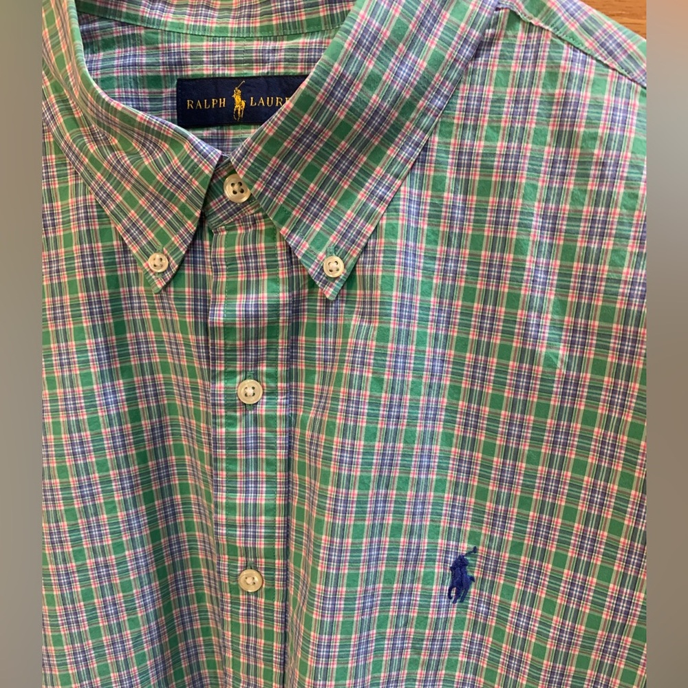 Polo Ralph Lauren Green & Pink Plaid Button Down Shirt - Size XXL